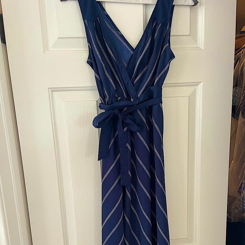 Navy stripe maternity dress